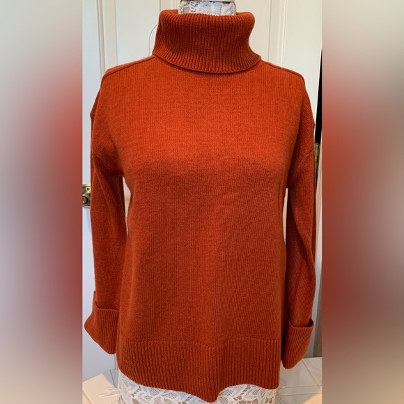 Talbots NWT burnt orange 3/4 sleeve turtleneck sweater size P (smalll?) petite - Picture 1 of 15